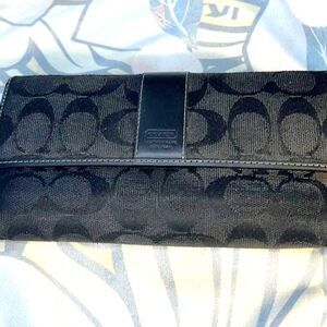 Coach Trifold Signature Canvas Checkbook Wallet - GUC